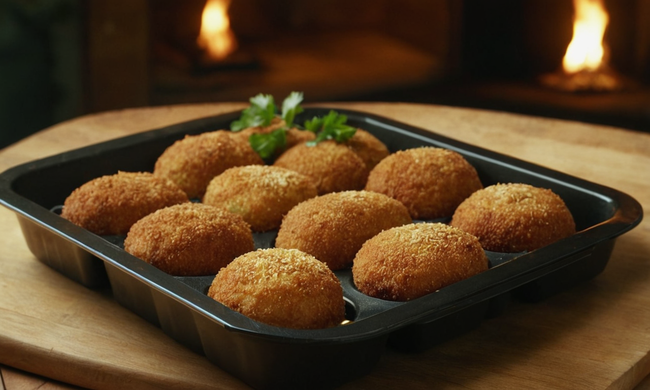 3-4 deliciosas croquetas en una bandeja