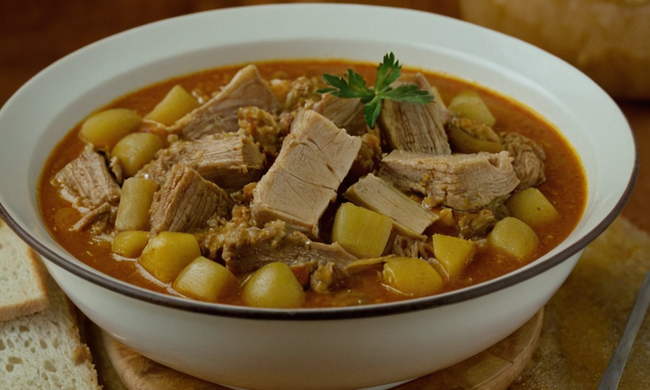 Guía de cocina paso a paso para hacer guiso tradicional de viaje español de Madrid.